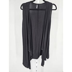 Lock & Love Womens Sz XL Open Front Sleeveless Cardigan Solid Black Vest